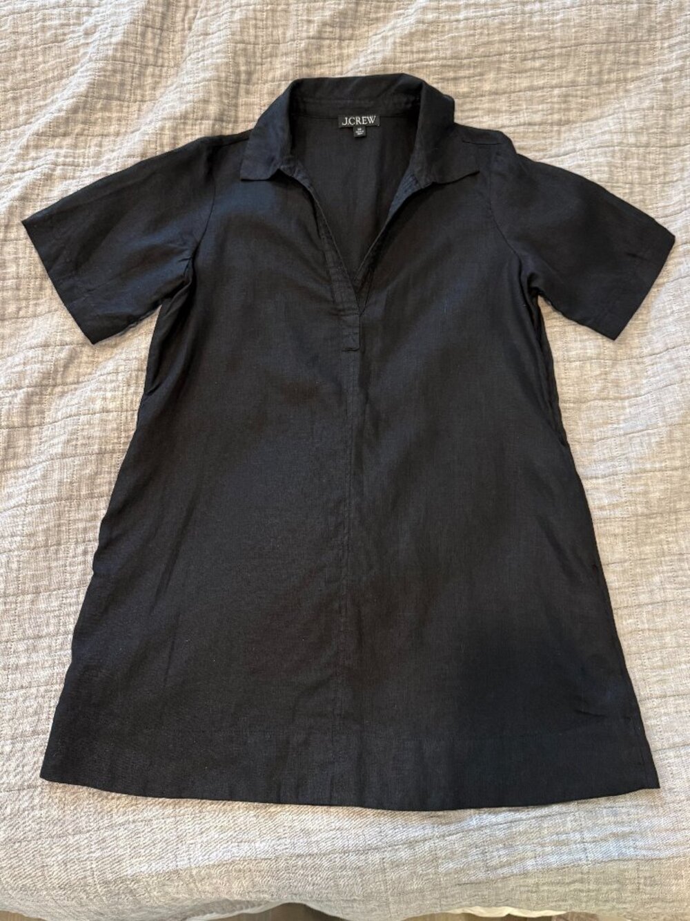 J. Crew Black Short Sleeve Linen Mini Dress size MP